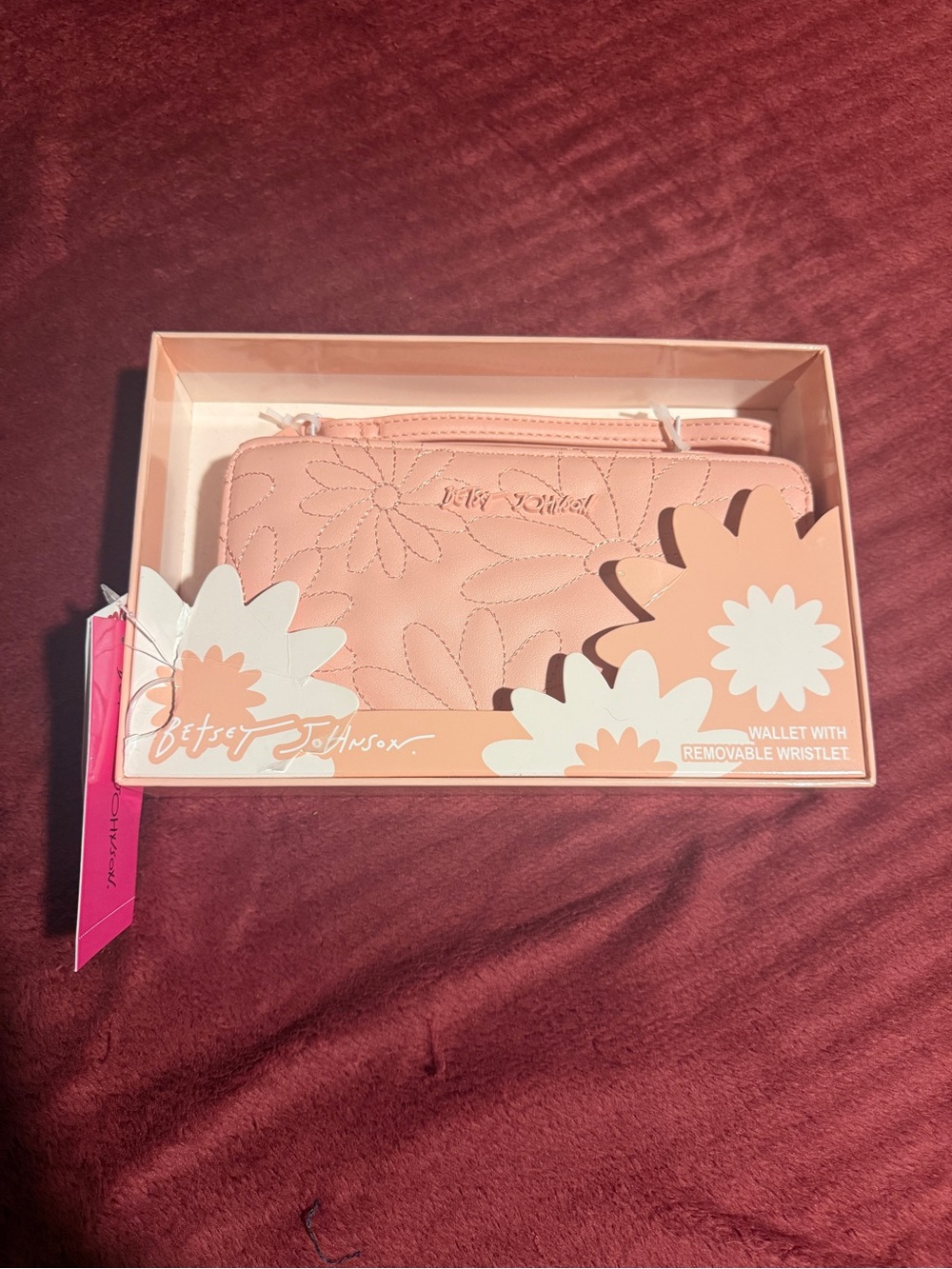 Betsey Johnson Blush Pink Floral Quilted Wristlet Wallet